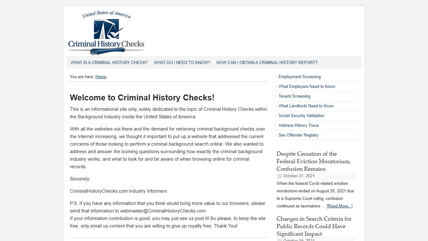 Criminal History Checks and the Background Screening Industry - Court ...
